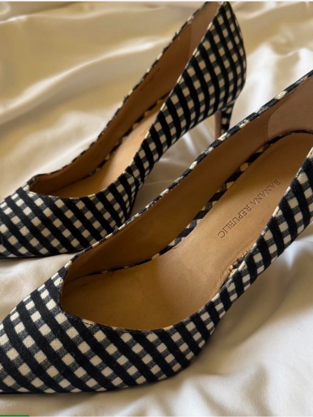 Banana Republic Black & White Gingham Pointed-Toe Heels